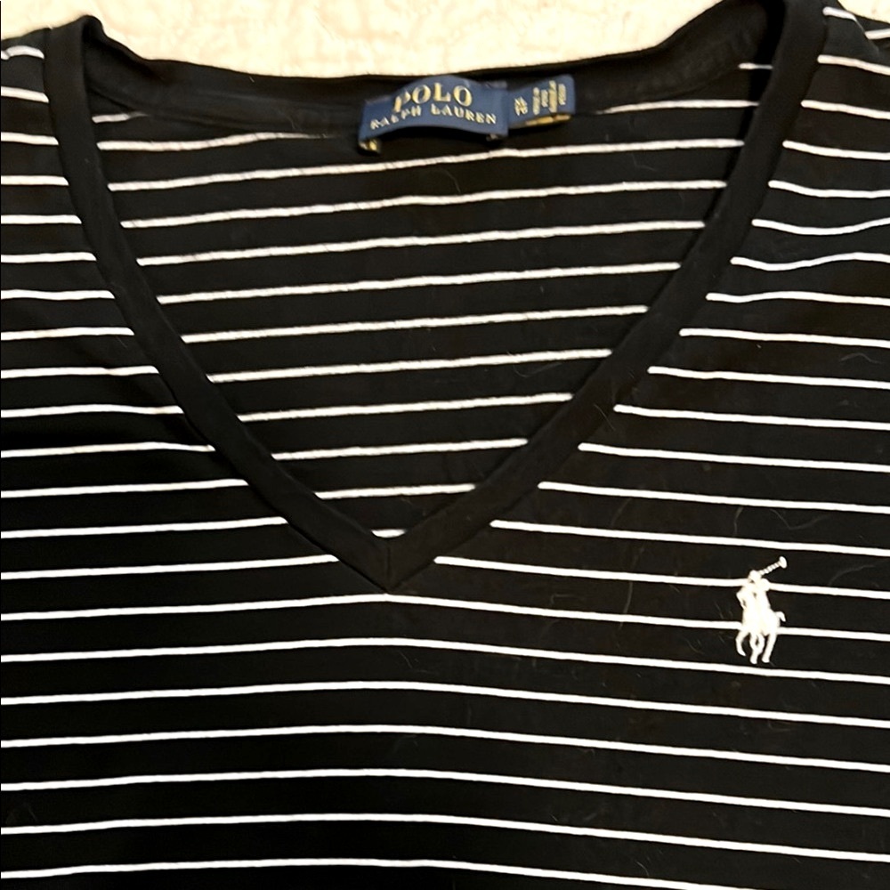 Polo by Ralph Lauren Black and White Fitted Short Sleeve Tee - Picture 2 of 7